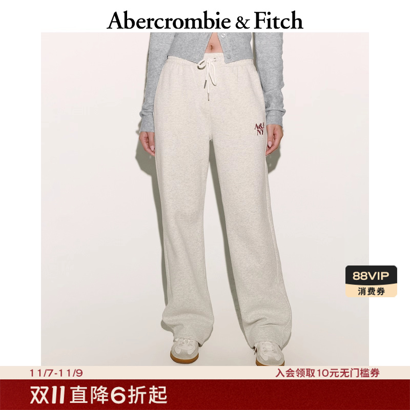 AF女装25秋冬新款美式经典LOGO松紧腰直筒运动卫裤长裤147-5115