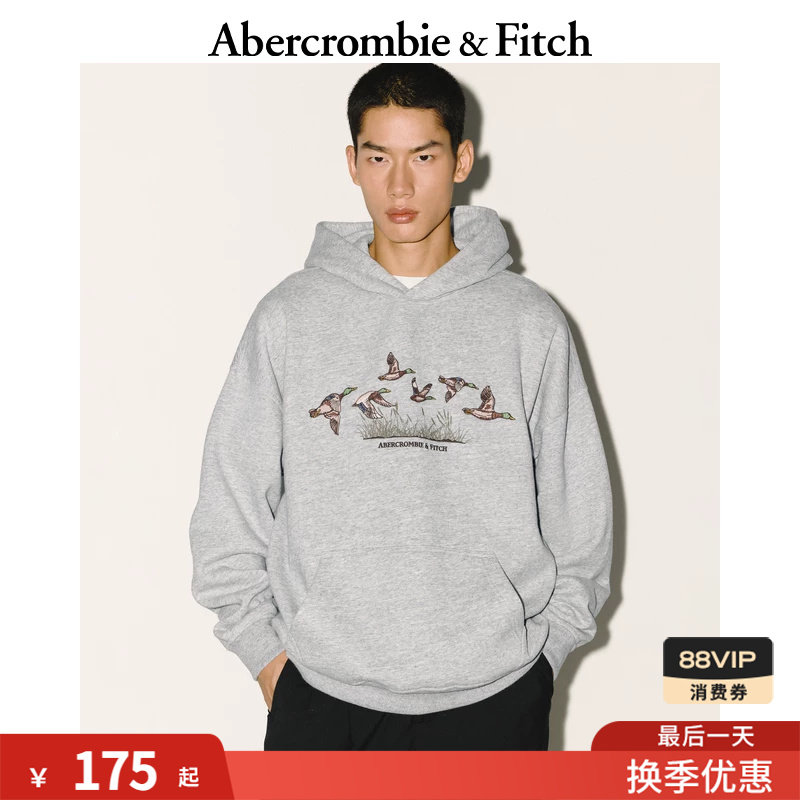 AF美式时尚潮流百搭舒适抓绒连帽卫衣上衣25秋冬男装122-56