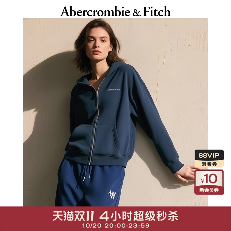 AF男装女装情侣装25秋冬新款LOGO宽松抓绒连帽拉链卫衣175-5420