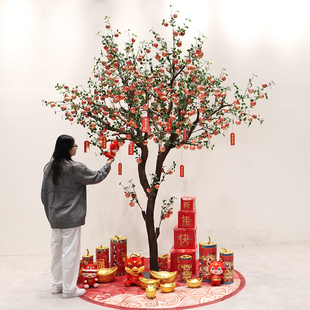 苹果仿真树大型仿真水果假树室内外绿植造型装 饰树田园风落地树