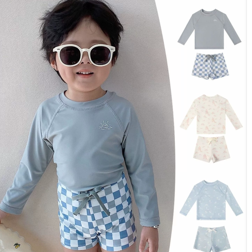 2025新款宝宝婴幼儿童泳衣男童分体泳装ins风防晒速干男孩游泳衣