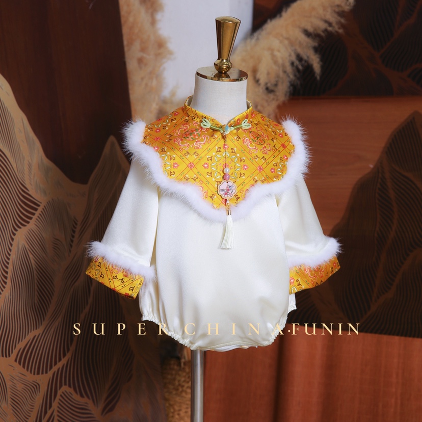 周岁礼服真丝宋锦女宝满月百日宴