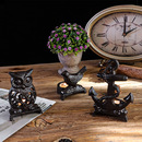 饰品摆件蜡烛台礼物道具 跨境新品 动物铸铁猫头鹰烛台餐桌书房装