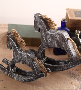 创意桌面摆件复古酒吧咖啡厅浮士德木马摄影道具房间装饰品摆设