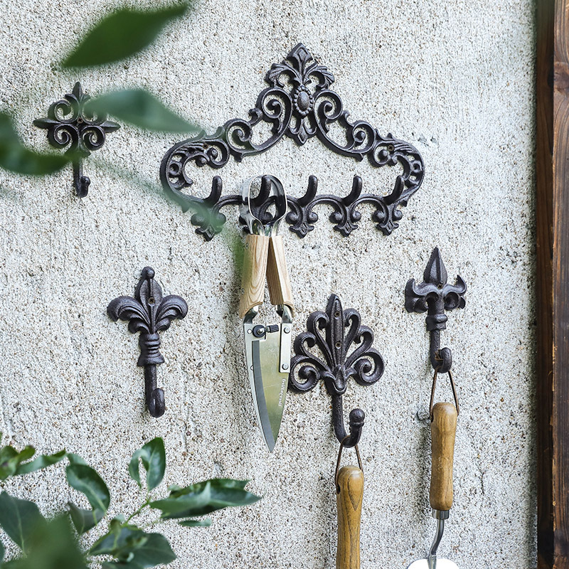 欧式复古铸铁铁艺挂钩单钩五钩墙挂壁饰衣帽挂钩家居装饰挂钩壁饰