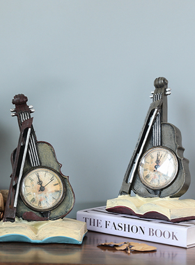 创意小提琴礼品 家居装饰品摆件 树脂工艺品书本小提琴装饰时钟