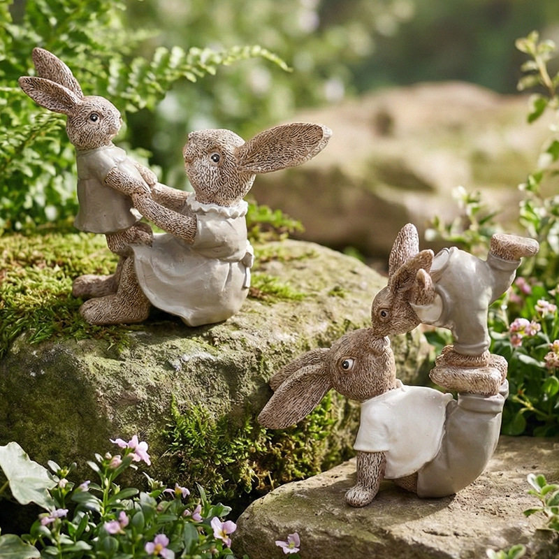 美式乡村复古怀旧树脂工艺复活节亲子兔摆件家居客厅餐厅玄关装饰,家居饰品,桌面摆件,淘宝优惠券,粉丝福利购,淘宝优惠卷