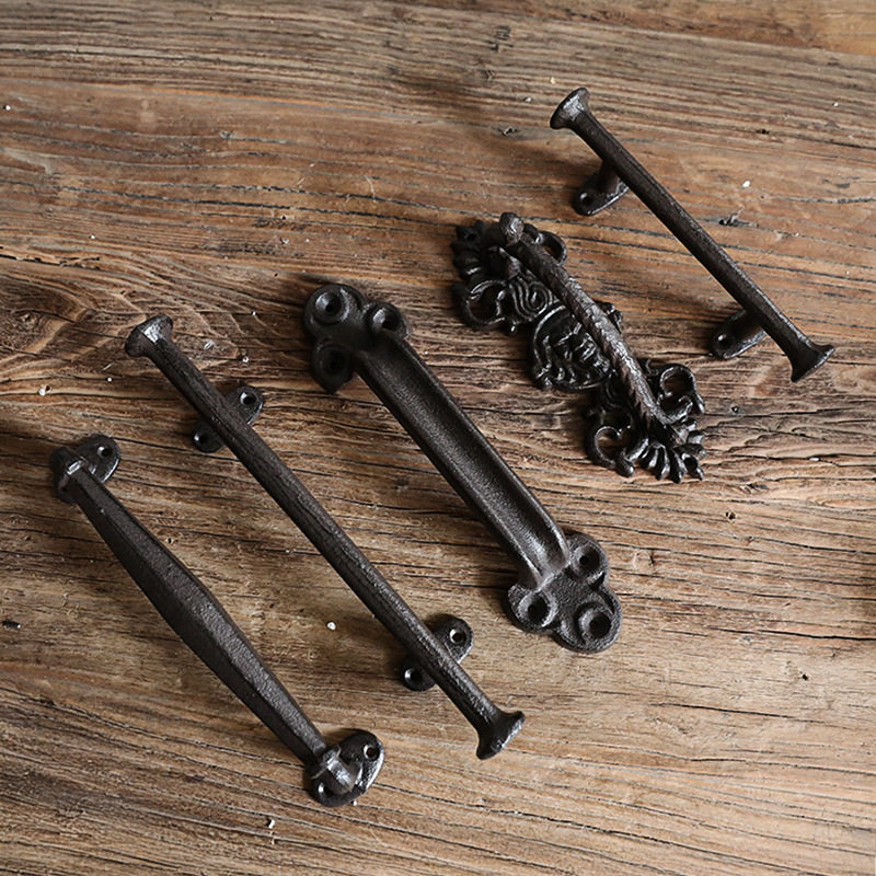 欧美跨境复古铸铁门把手壁饰双开木质门对开门商铺店铺门装饰拉手