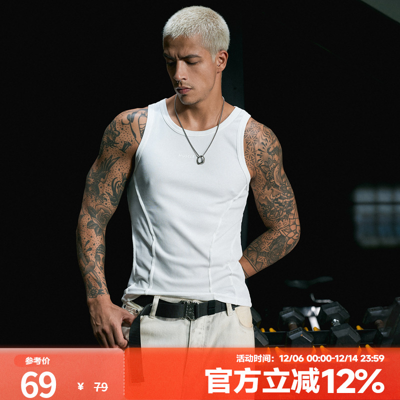 肌肉狗无袖修身透气运动背心男