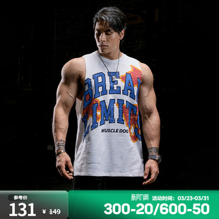 散边宽松透气无袖 美式 坎肩训练服健身衣服 运动背心男夏季 肌肉狗