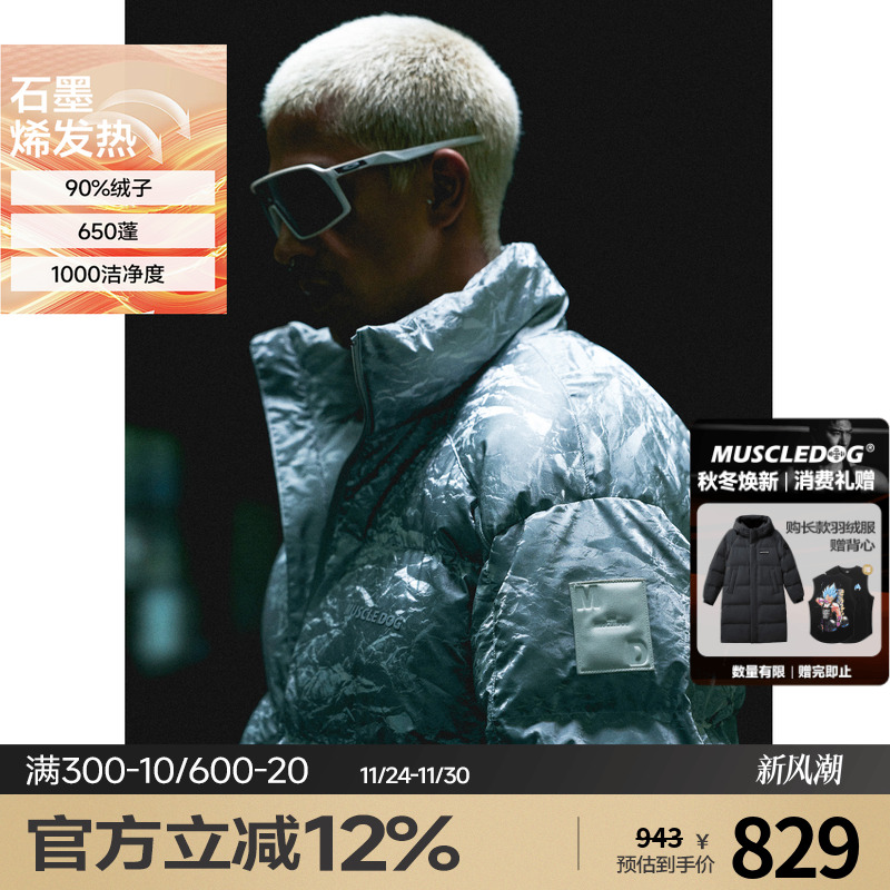 肌肉狗四防立领保暖羽绒外套男