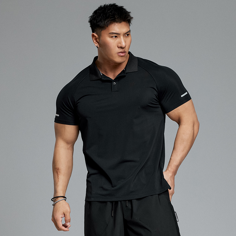 肌肉狗 凉感防晒POLO衫运动短袖T恤男夏季翻领修身透气训练健身衣