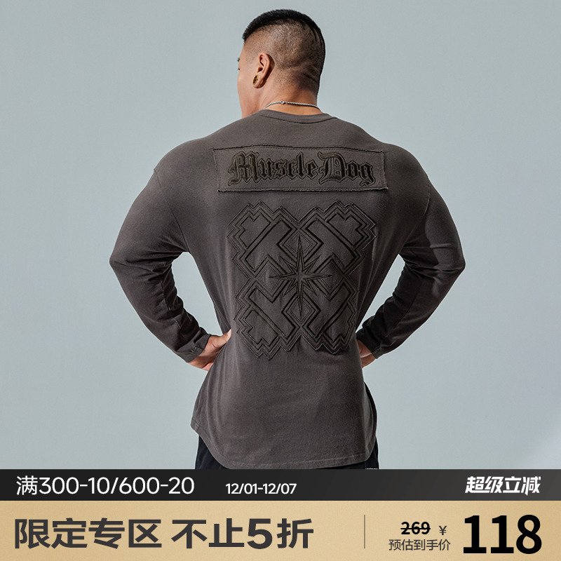 肌肉狗潮牌新品运动休闲长袖t恤