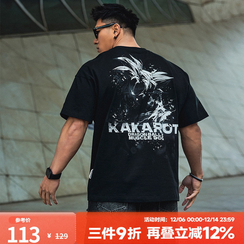 肌肉狗宽松休闲运动短袖T恤男