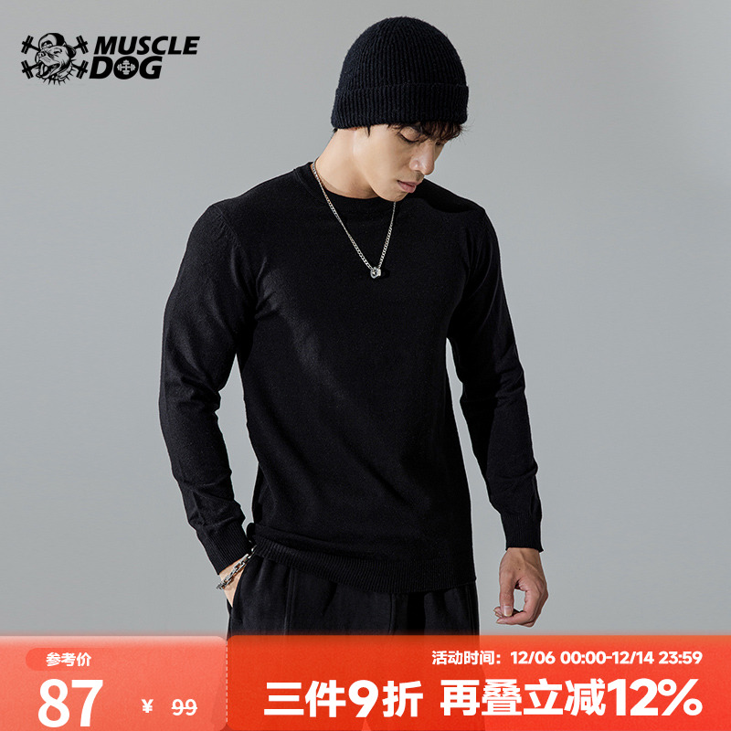 肌肉狗潮牌新品运动休闲针织毛衣