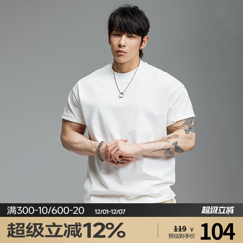 肌肉狗纯色休闲半袖T恤