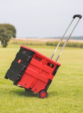 储物箱收纳超市折叠购物车两轮手拉车摆摊野营拉杆推车买菜车户外