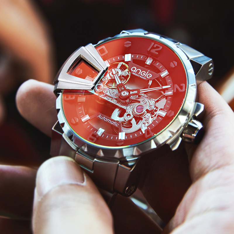 angie男士手表男学生潮流全镂空个性机械表男防水大表盘十大品牌