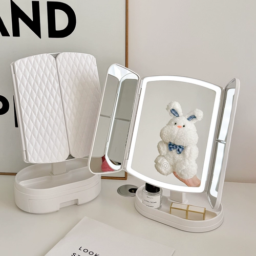 Сделать -зеркальный рабочий стол с легкой зарядной зеркальной оболочкой оболочка с двойной открывающей дверью складной зеркало сетевая сеть красная светодиодная заправка зеркало