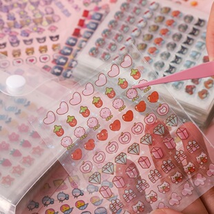 迷你小鼻嘎贴纸高颜值ins风儿童女孩玩具一整本加收纳册手账本行李箱贴纸可爱卡通小图案贴贴纸美甲贴捏捏