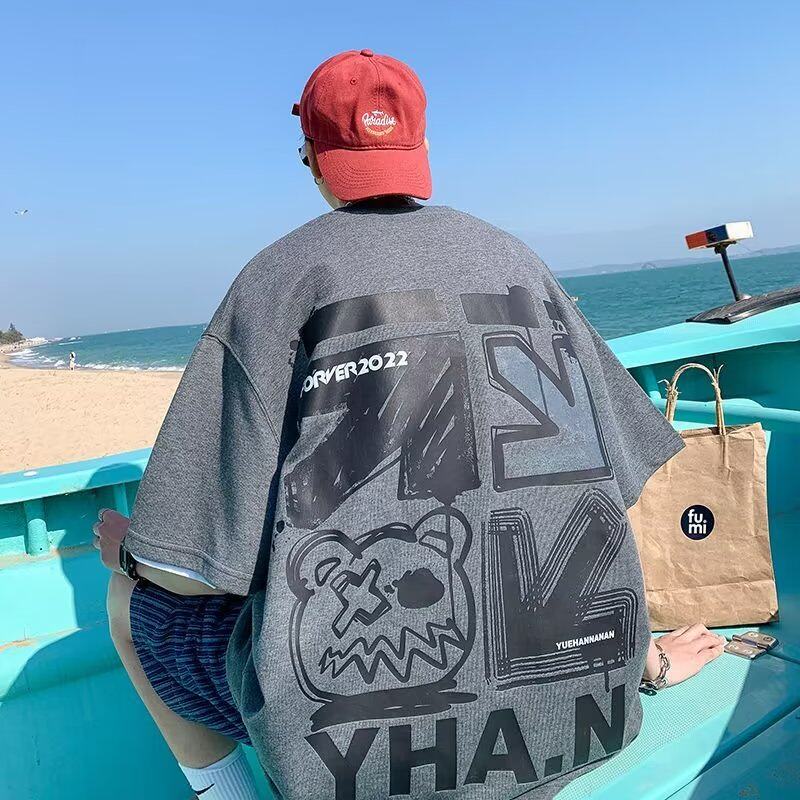 清仓捡漏~专柜撤回大牌外贸男装夏季涂鸦短袖t恤男潮ins宽松半袖