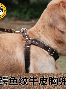 狗用品牛皮牵引绳大型犬遛狗绳狗链背心胸背带伸缩加粗项圈训狗绳