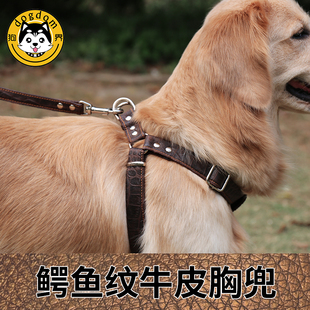 狗用品牛皮牵引绳大型犬遛狗绳狗链背心胸背带伸缩加粗项圈训狗绳