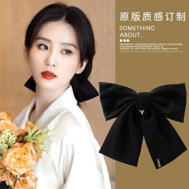 韩国饰品东大门发饰明星同款发夹弹簧夹黑色大蝴蝶结头饰后脑勺女
