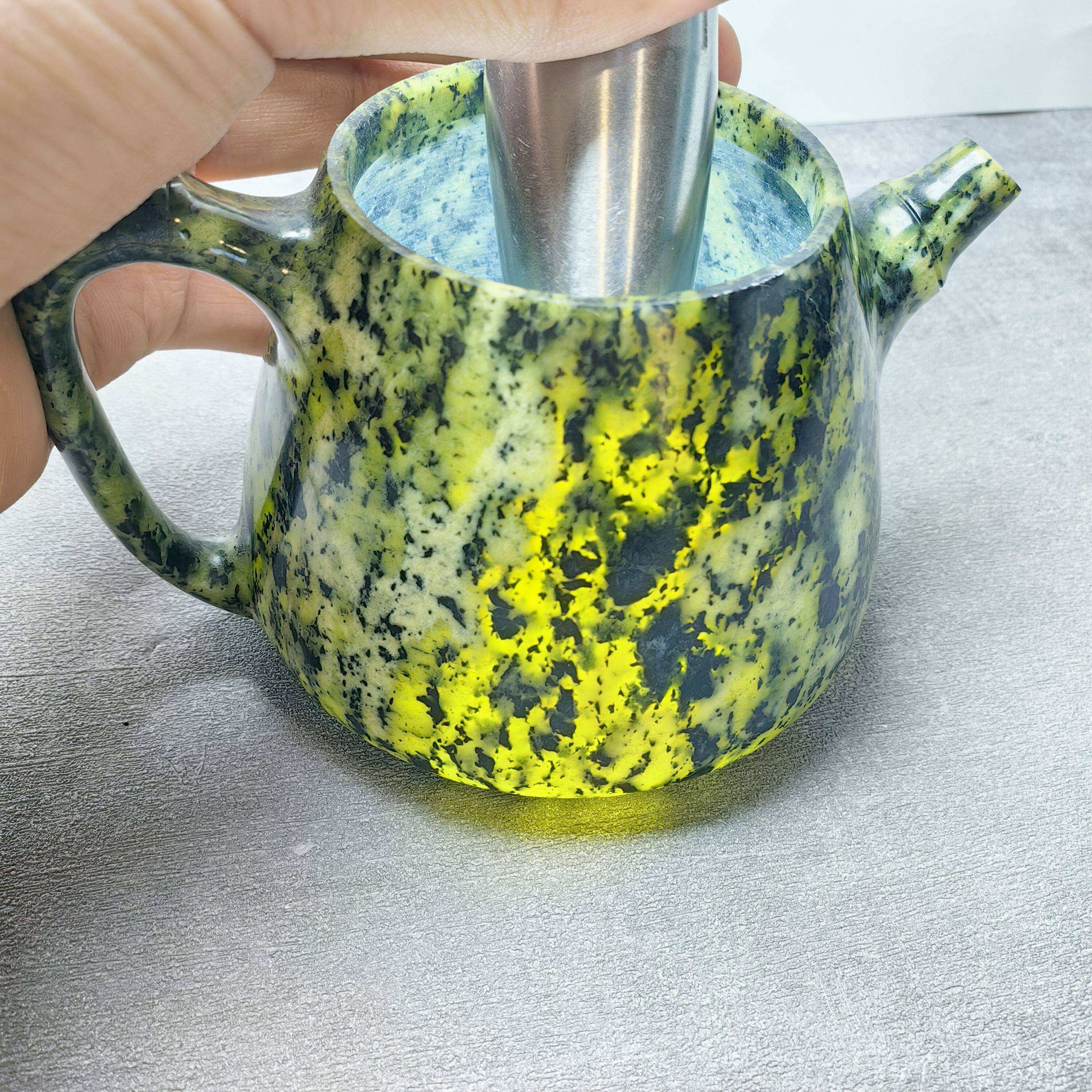 西藏藏玉药王石大容量茶壶250ml玉化强磁竹节壶煮水微量元素2246