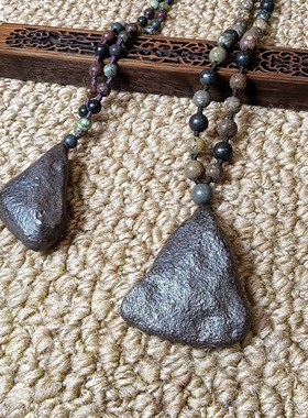 2件套情侣亲子装新疆五彩湾硅化铁原生态吊坠养心护心石项链305