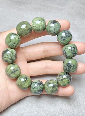 西藏藏玉自然药王正品手链玉化16m10561强磁养生能量老型珠手串