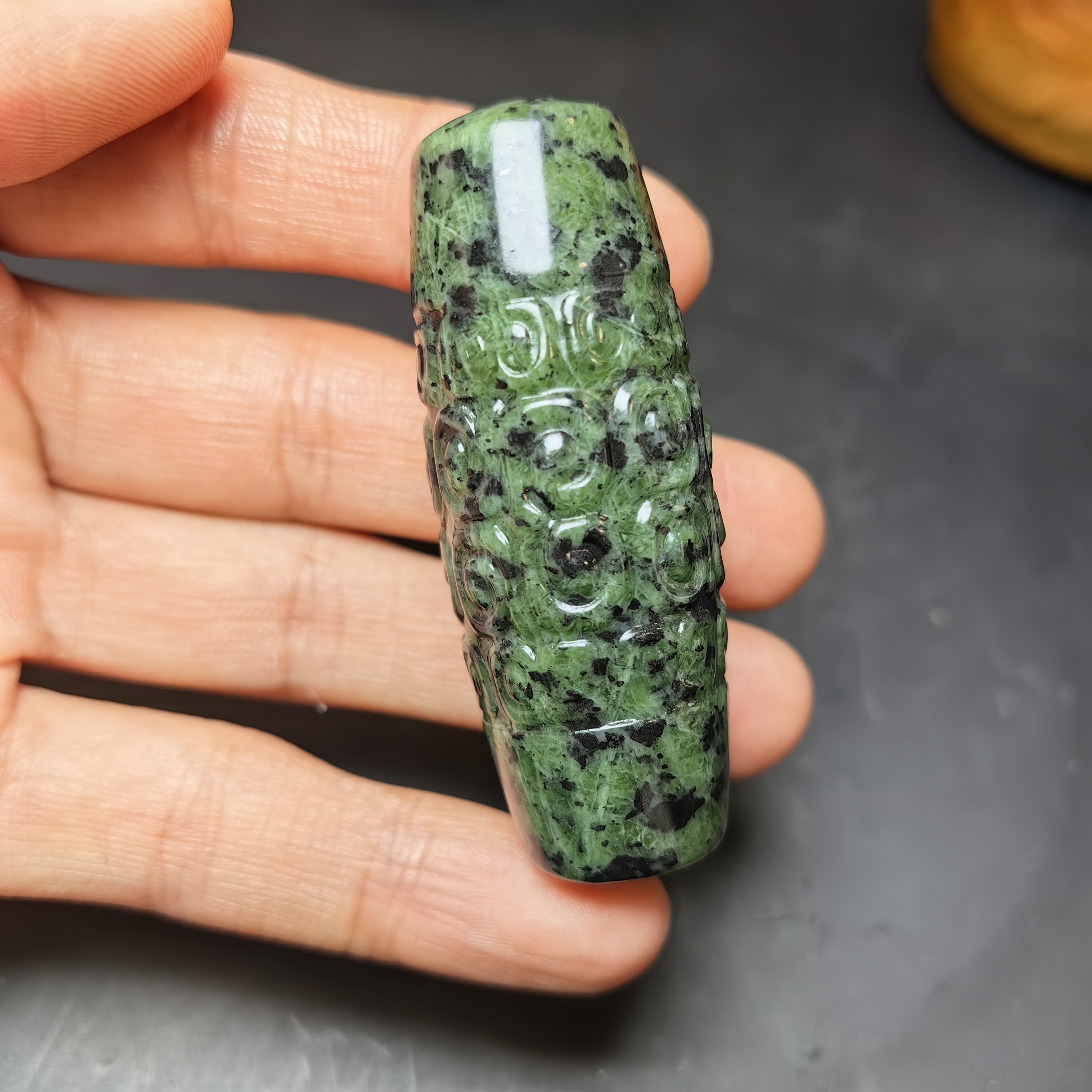 一图一物西藏药王石真品如意天珠藏玉62*22项链吊坠锁骨1151