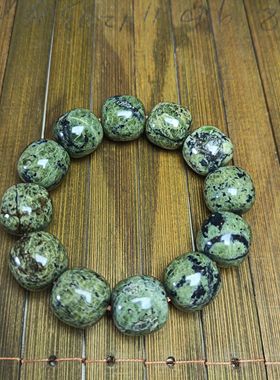 药王石老型珠18mm手串玉化网格纹养生健康能量石手链男强磁10317