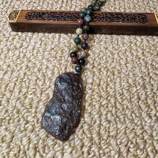 新疆五彩湾硅化铁原生态吊坠养心护心石项链搭配8毫米五行链子239