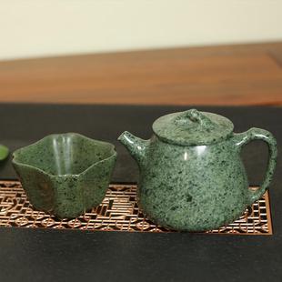 新疆五彩湾绿角砾养生能量石茶壶手工壶240毫升一图一五款#1143