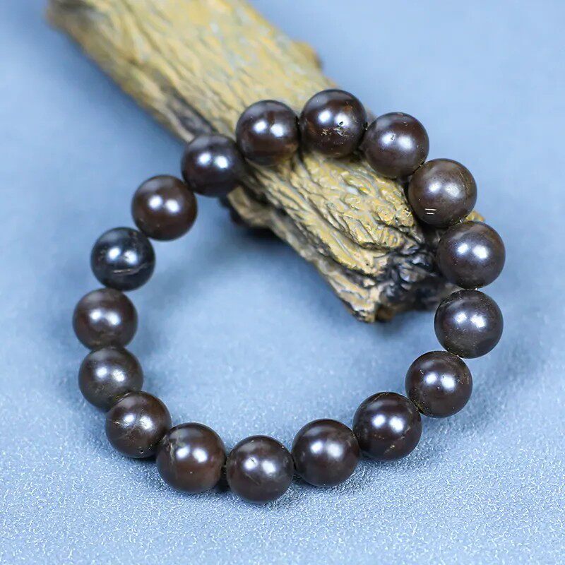 新疆五彩湾硅化铁护心石养心石自然高频率微瑕疵手串12mm#10054