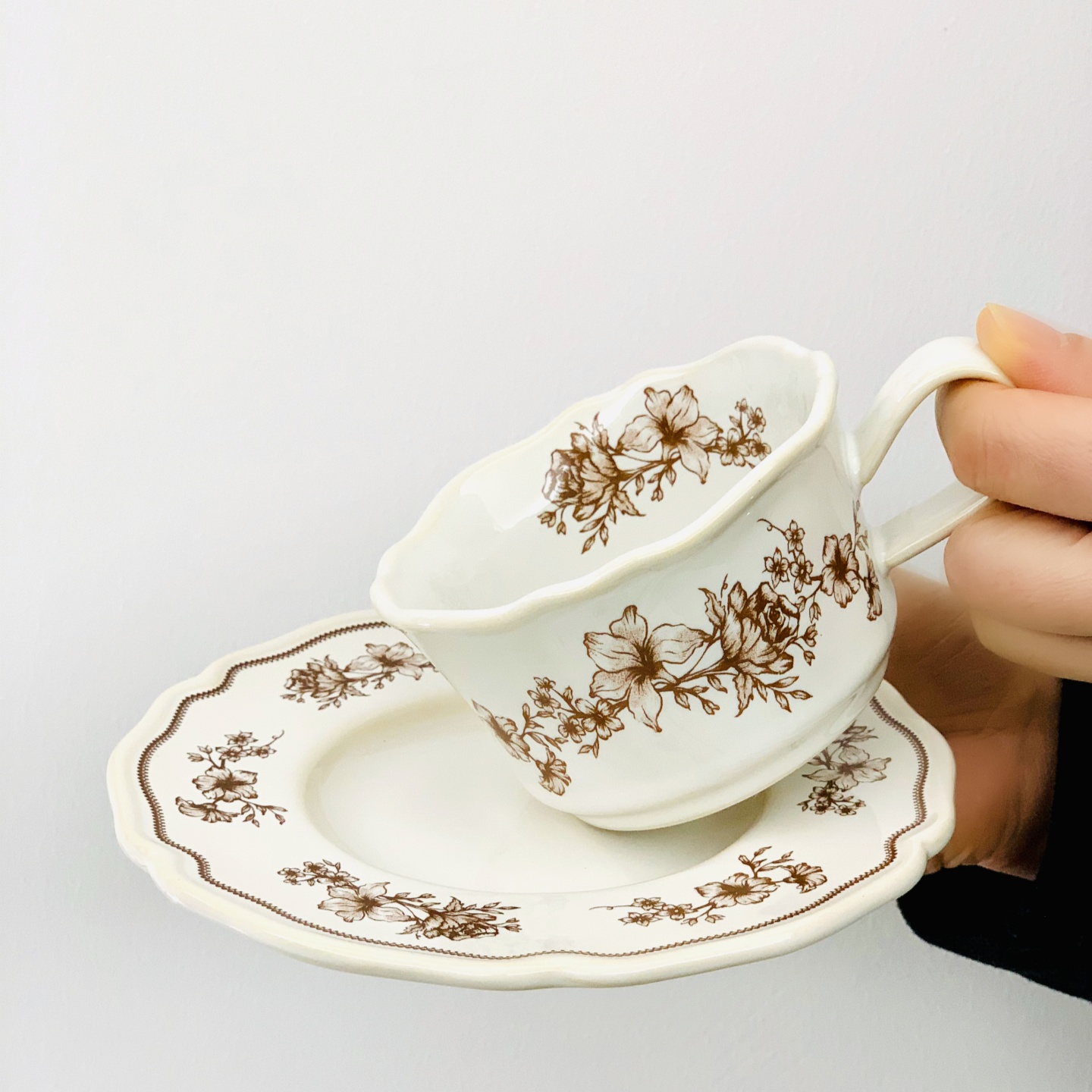 窑变陶瓷杯女生花茶点心咖啡杯碟