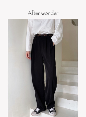 AFTERWONDER 口碑之作经典百搭阔腿裤黑色垂坠感直筒显瘦显高