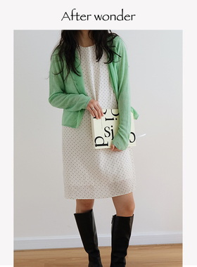 Afterwonder波点短连衣裙 法式优雅无袖直筒修身背心裙浪漫感百搭