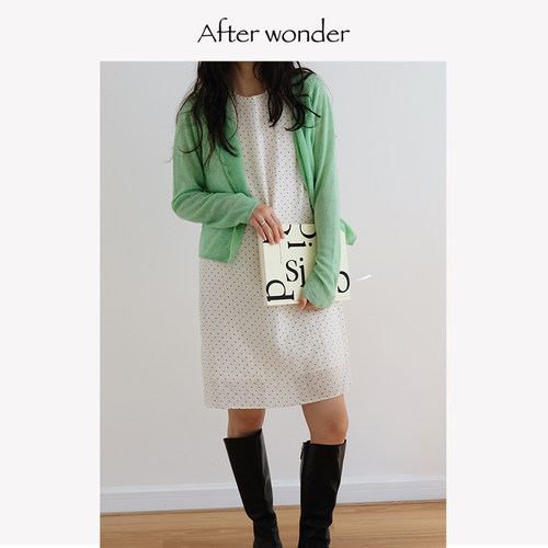 Afterwonder波点短连衣裙 法式优雅无袖直筒修身背心裙浪漫感百搭