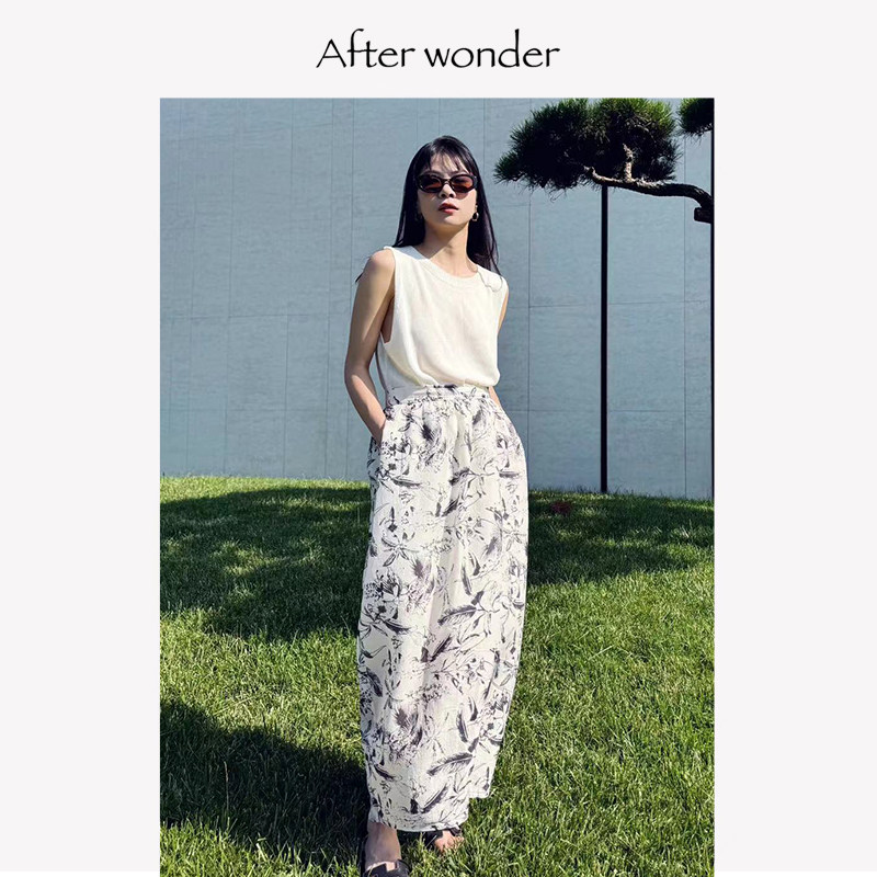 Afterwonder印花立裁花苞裙 醋酸真丝设计感半裙时髦高级气质