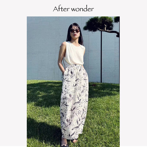 Afterwonder印花立裁花苞裙 醋酸真丝设计感半裙时髦高级气质