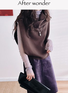 Afterwonder羊毛高领马甲叠穿坎肩外穿显瘦针织背心