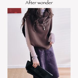 Afterwonder羊毛高领马甲叠穿坎肩外穿显瘦针织背心