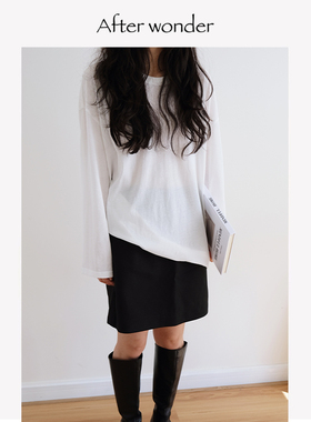 Afterwonder薄款防晒纯色T恤百搭轻盈宽松空气感长袖罩衫时髦简约