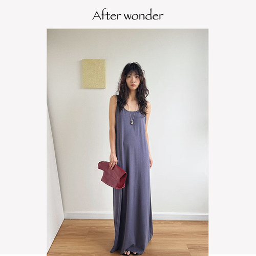 Afterwonder紫色艺术感背心裙叠穿U领无袖连衣裙高级色彩小众设计