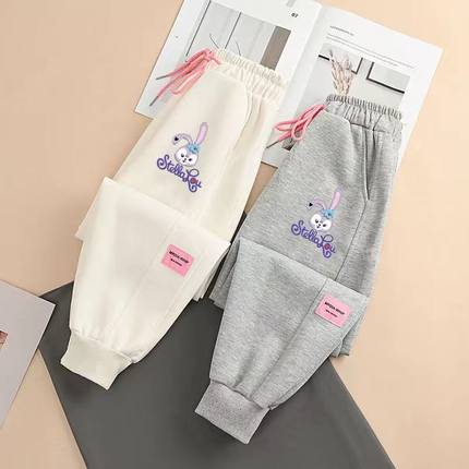 女童裤子秋冬款2023新款儿童休闲运动裤中大童加绒卫裤女孩束脚裤