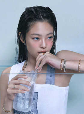 手镯铜镀金jennie同款编织纹开口