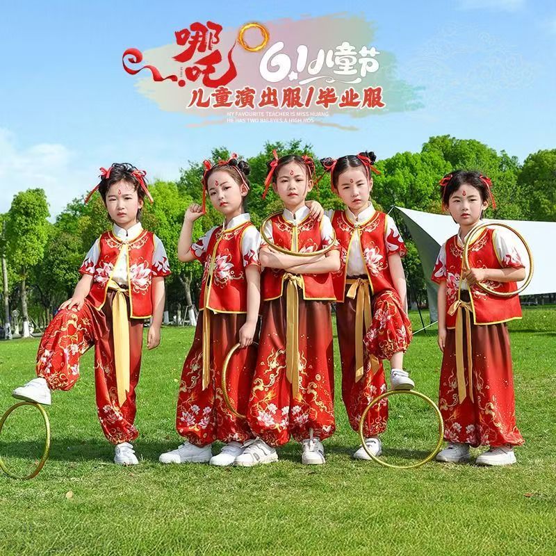 哪吒儿童汉服哪咤同款服装六一中国风演出服唐装cos服新款表演服