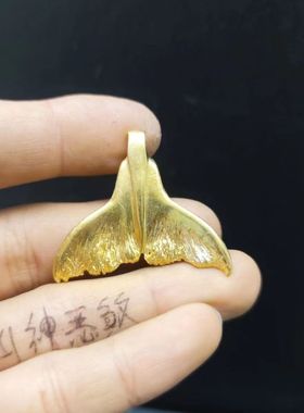 纯铜山野望原创鲸鱼尾设计个性颈链手工雕刻送男女朋友项链潮吊坠